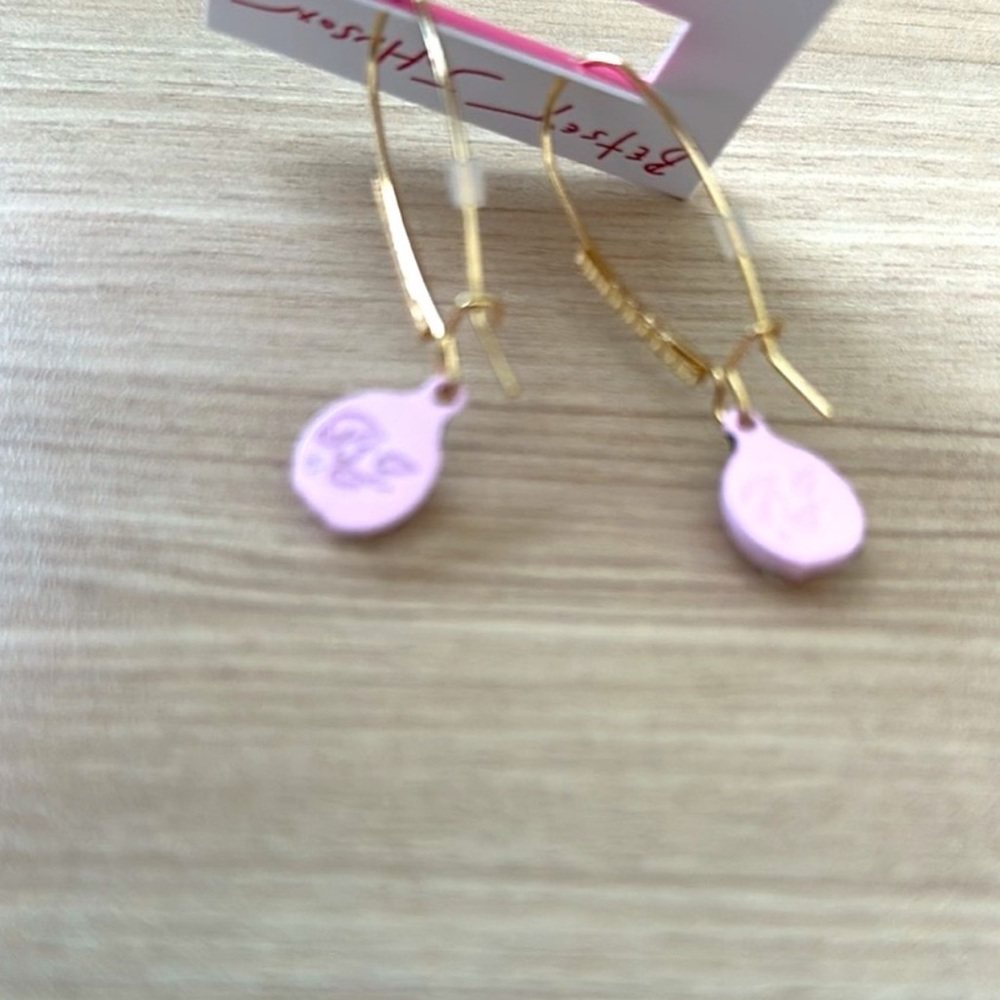 Betsey Johnson Pink Ladybug Earrings with Crystals - Picture 3 of 4